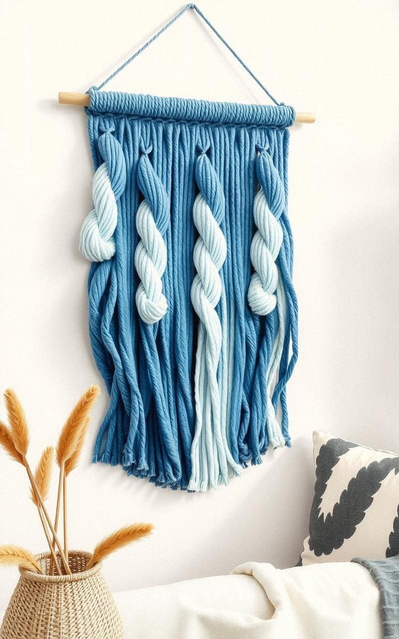 Knotted Yarn Wall Art with Ombre Colors