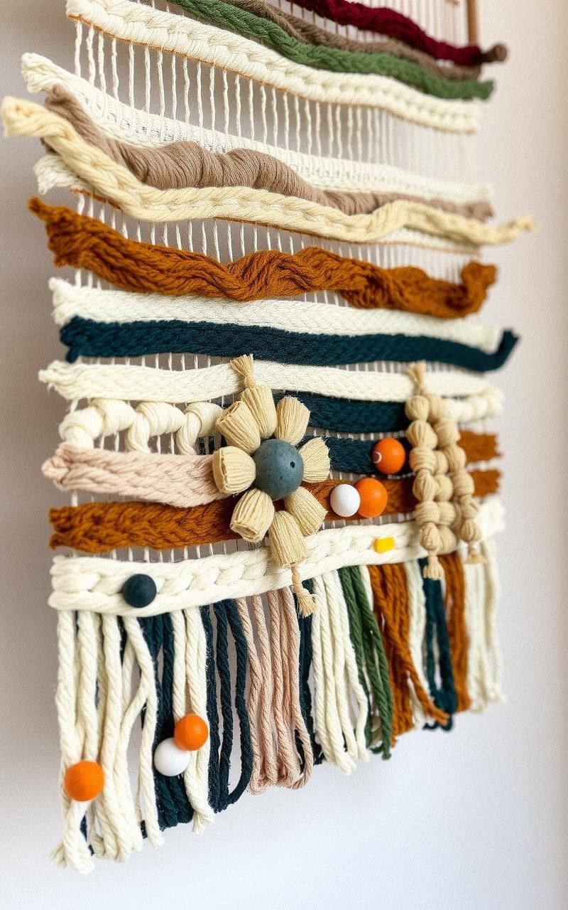 Loom-Knotted Wall Art with Mixed Fibers