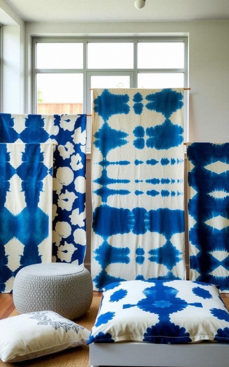 Shibori-Dyed Fabric Wall Panels