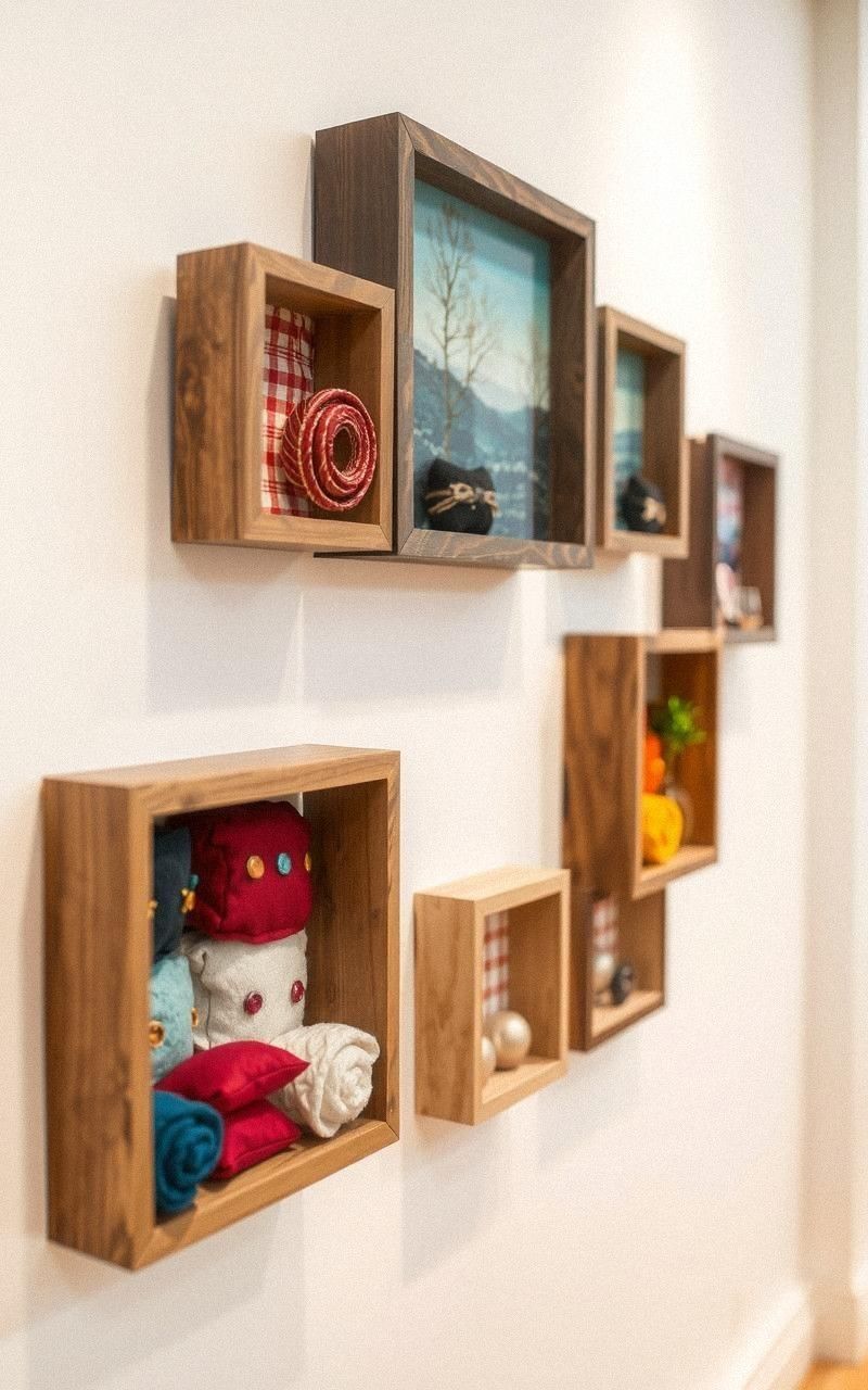 Textile Shadow Boxes with Layered Fabrics