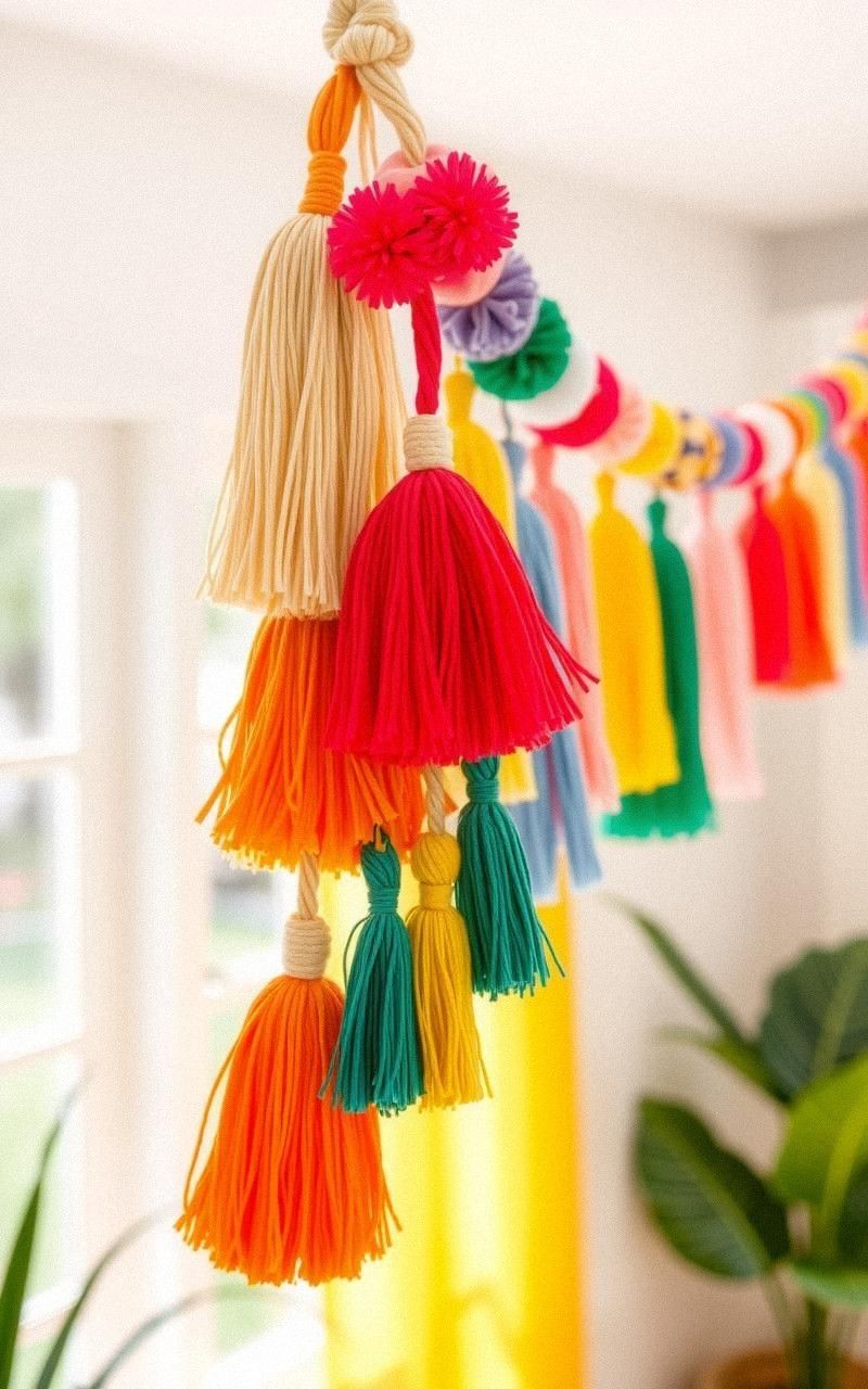 Textile Tassel Garland for Wall Decoration