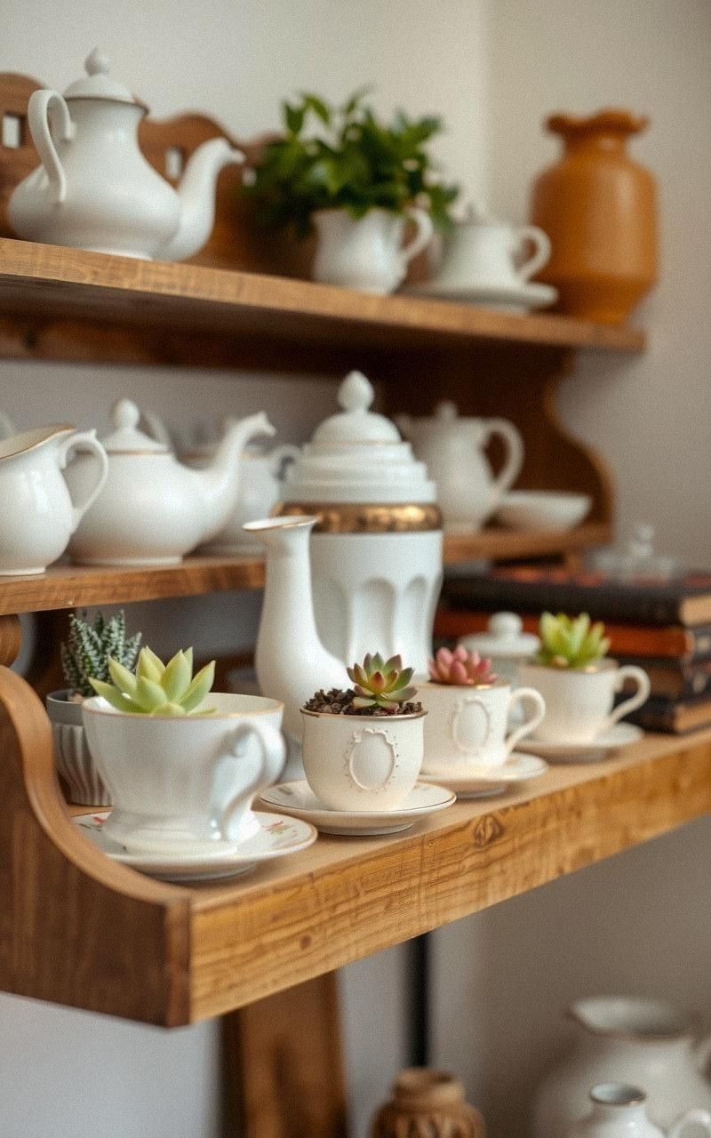 Use Vintage Tea Sets as Display or Planters