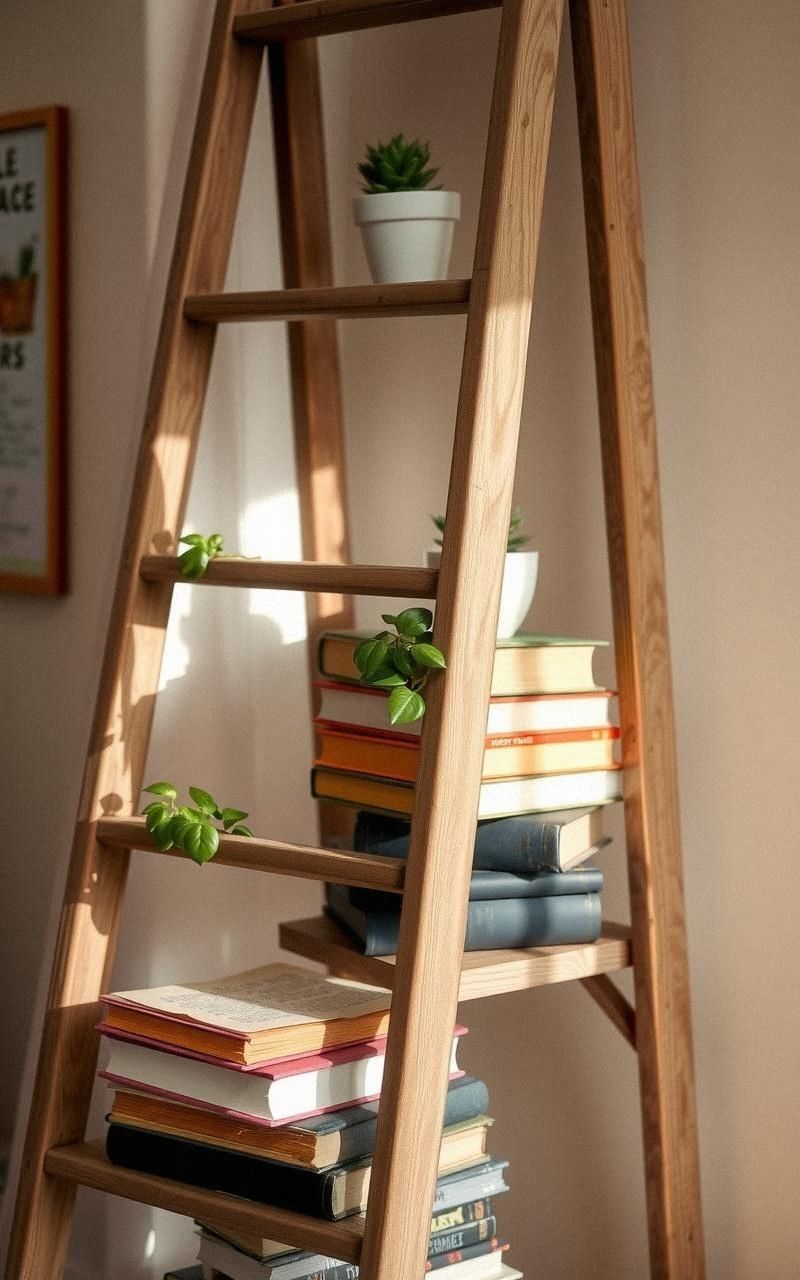Create a Ladder Books and Plant Combo Display