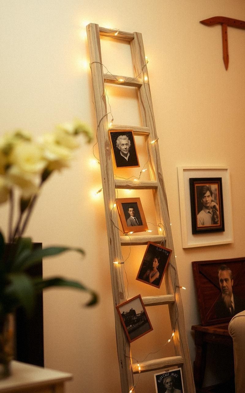 Display Artwork and Photos on a Vintage Ladder