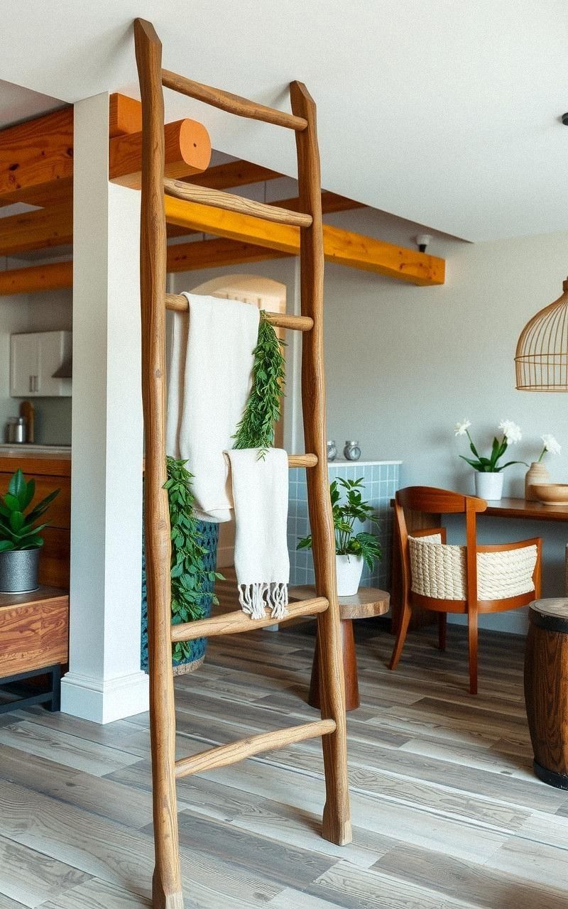 Use a Vintage Ladder as a Room Divider