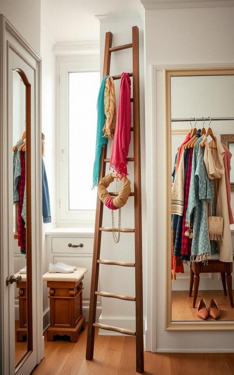 Use a Vintage Ladder to Hang Jewelry and Accessories