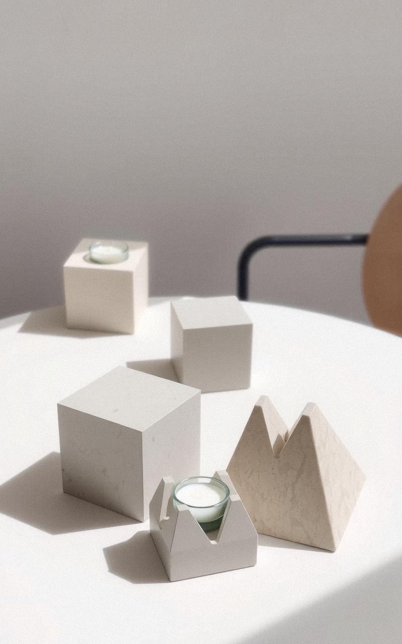 Concrete Geometric Candle Holders
