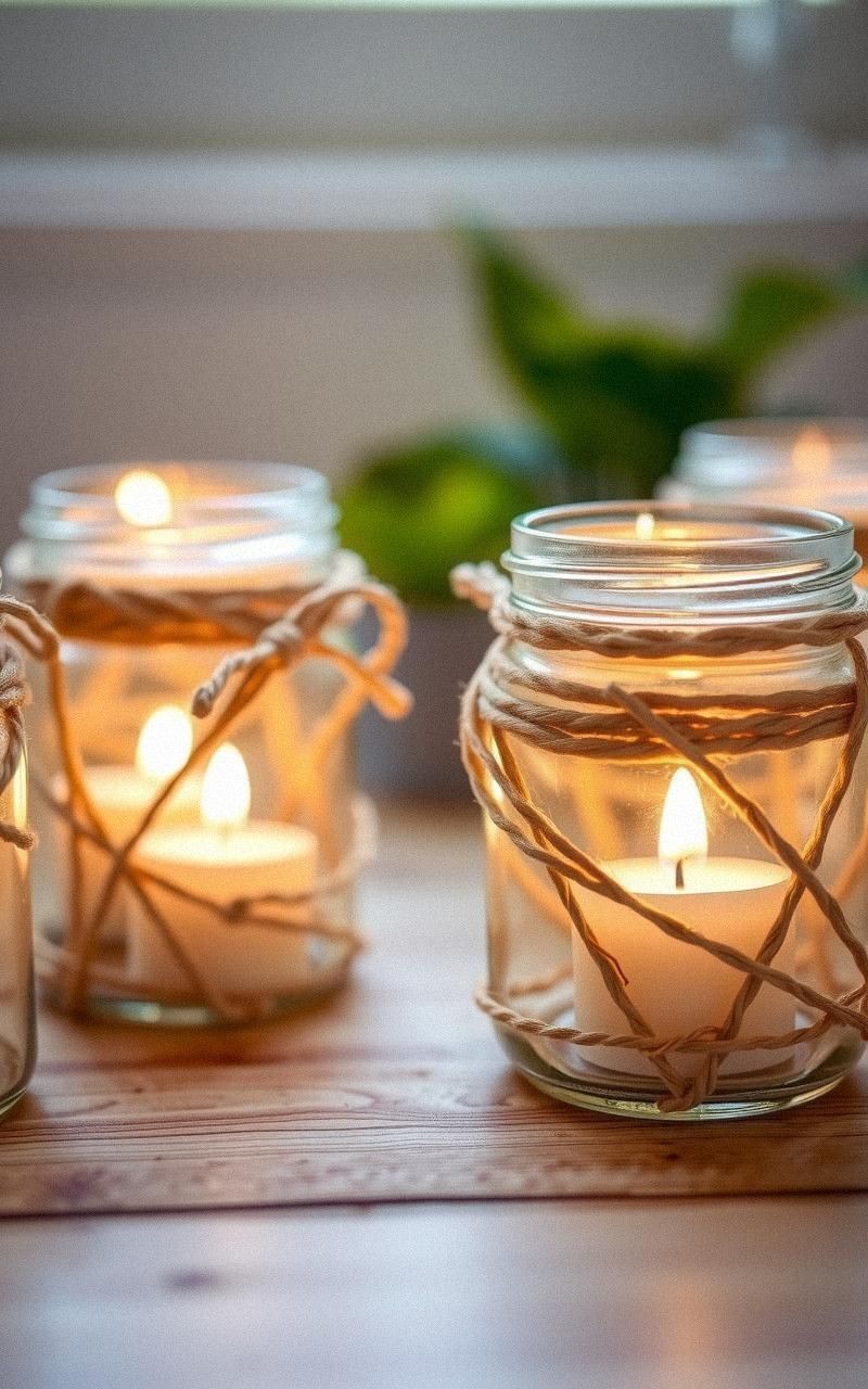 Mason Jar Lanterns with Twine Wrap