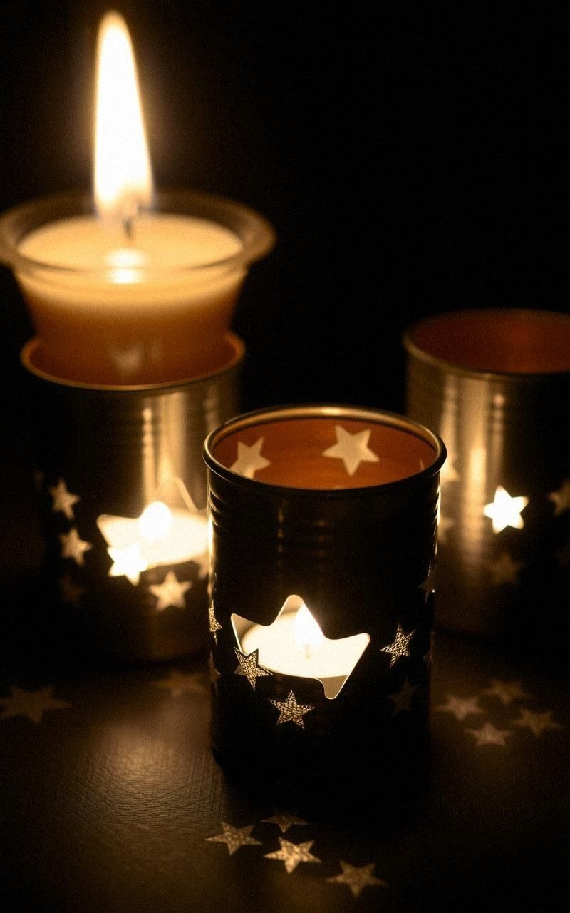 Metal Tin Can Candle Holders