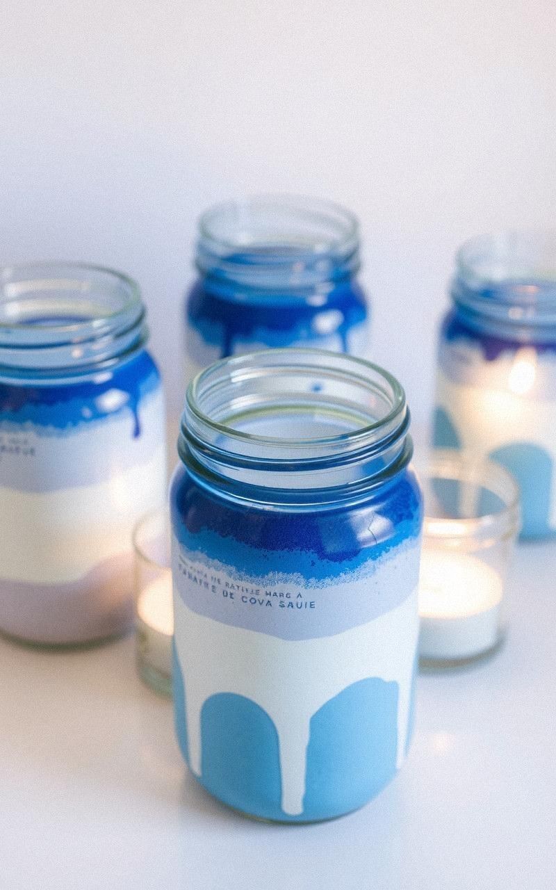 Painted Glass Jar Ombre Candle Holders