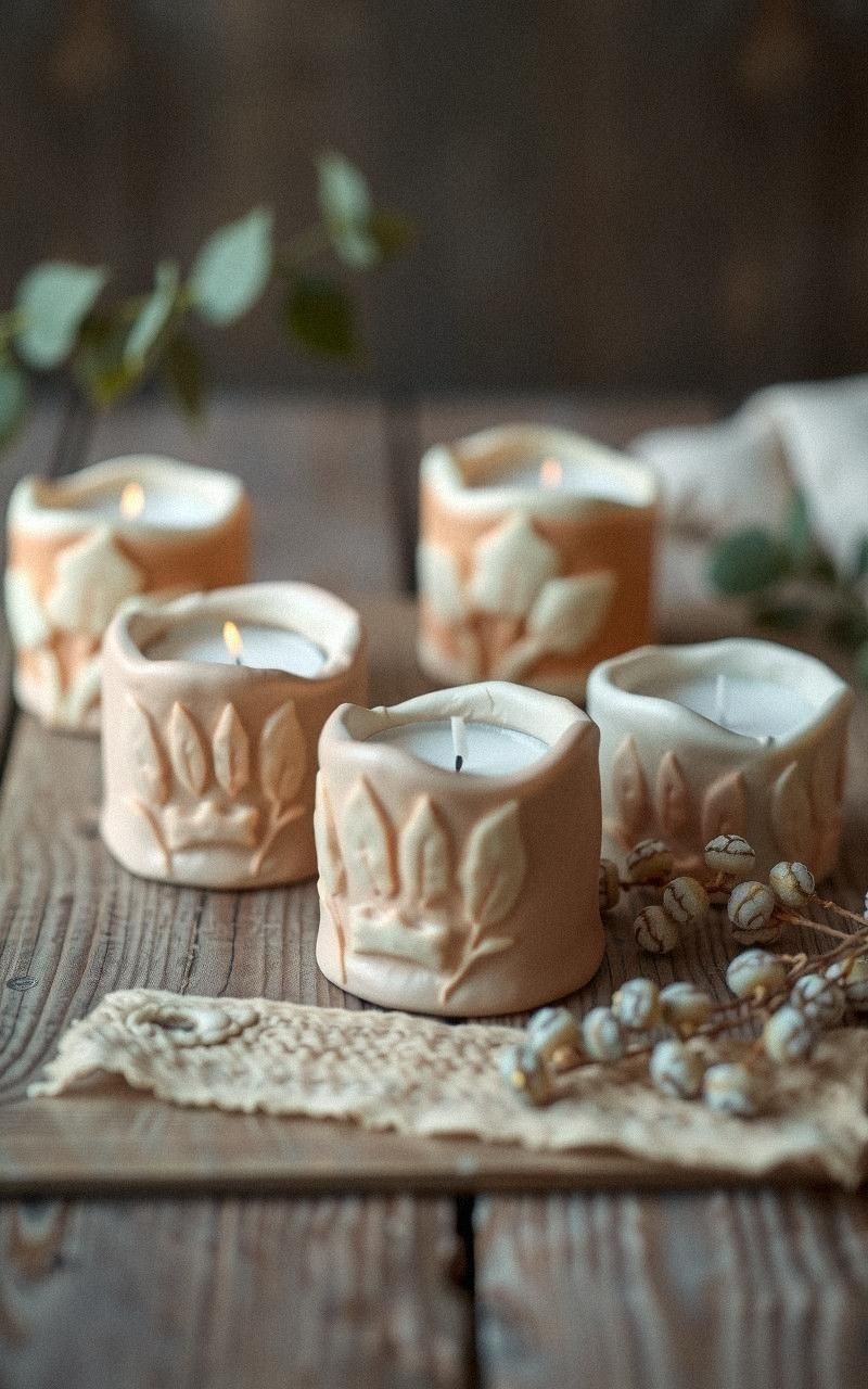 Salt Dough Candle Holders with Impressions