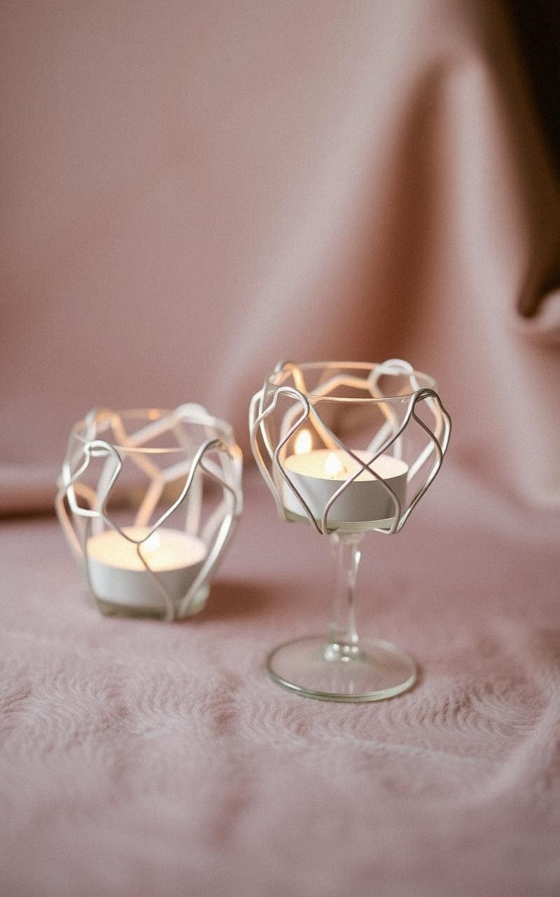 Wire Wrapped Crystal Candle Holders