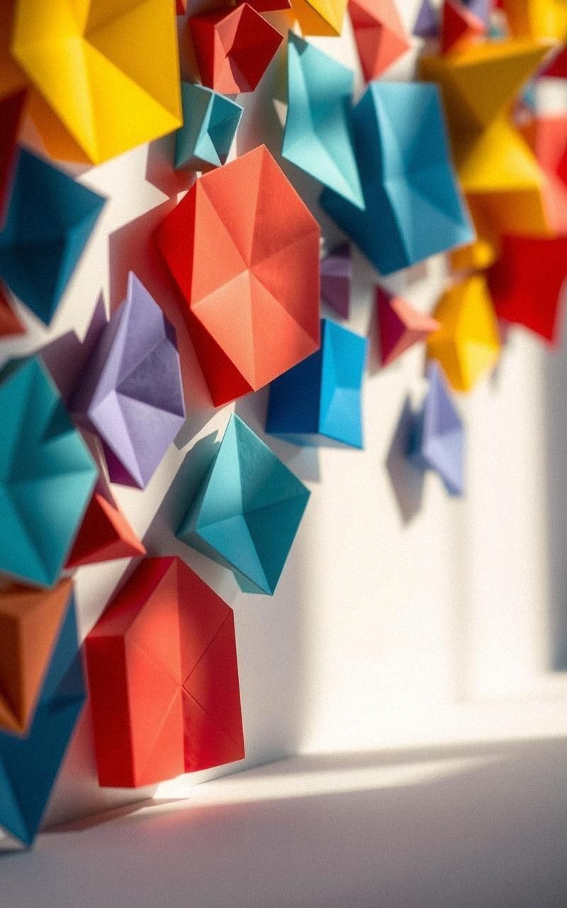 3D Paper Polygon Wall Art Installation