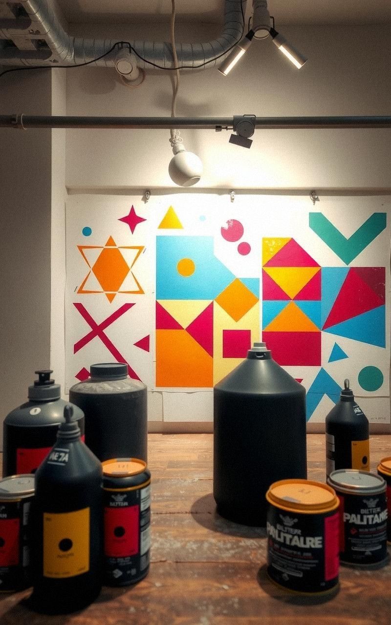 DIY Geometric Wall Art Using Stencils and Spray Paint