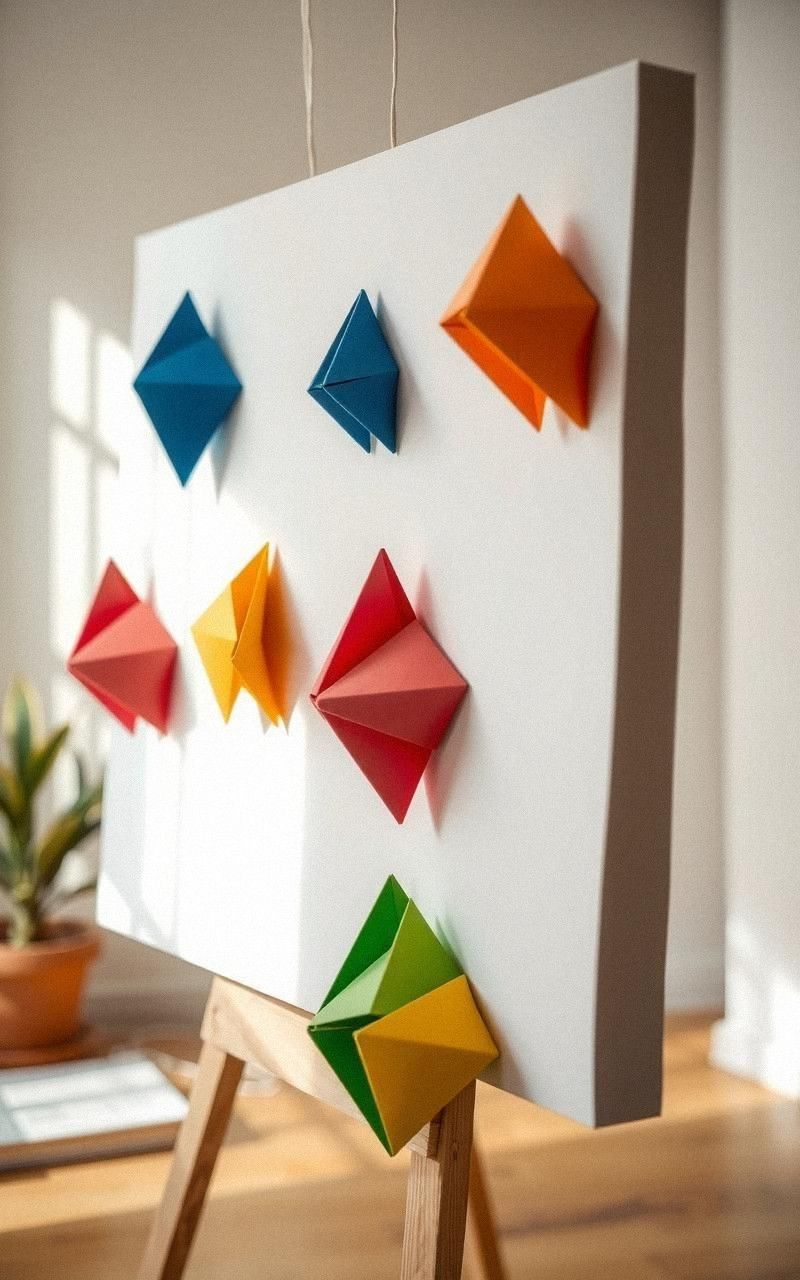 Geometric Wall Art Using Origami Mounted on Canvas