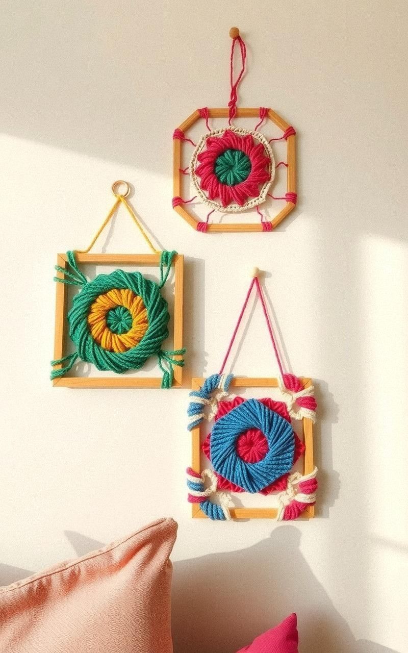 Geometric Wall Art Using Yarn Wrapped Frames