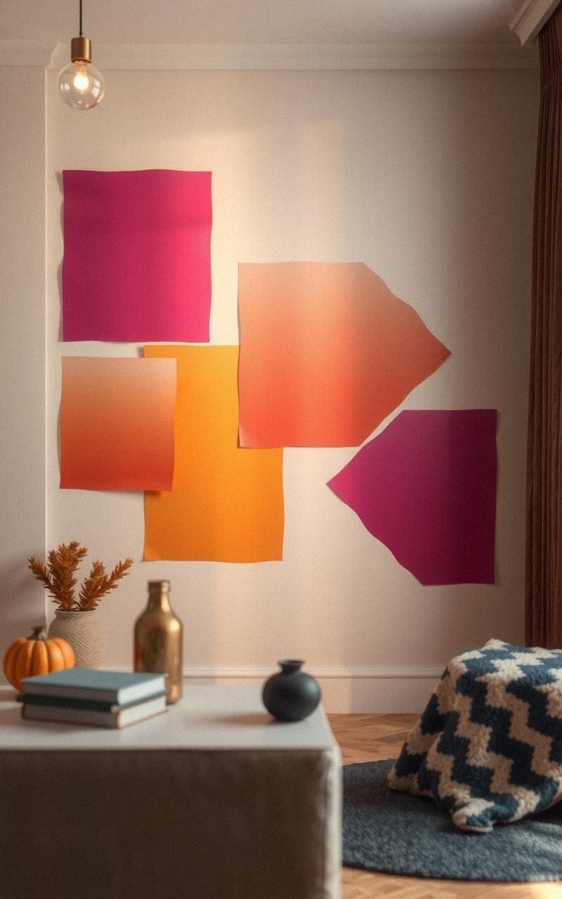Geometric Wall Art with Painted Tape and Ombre Effect