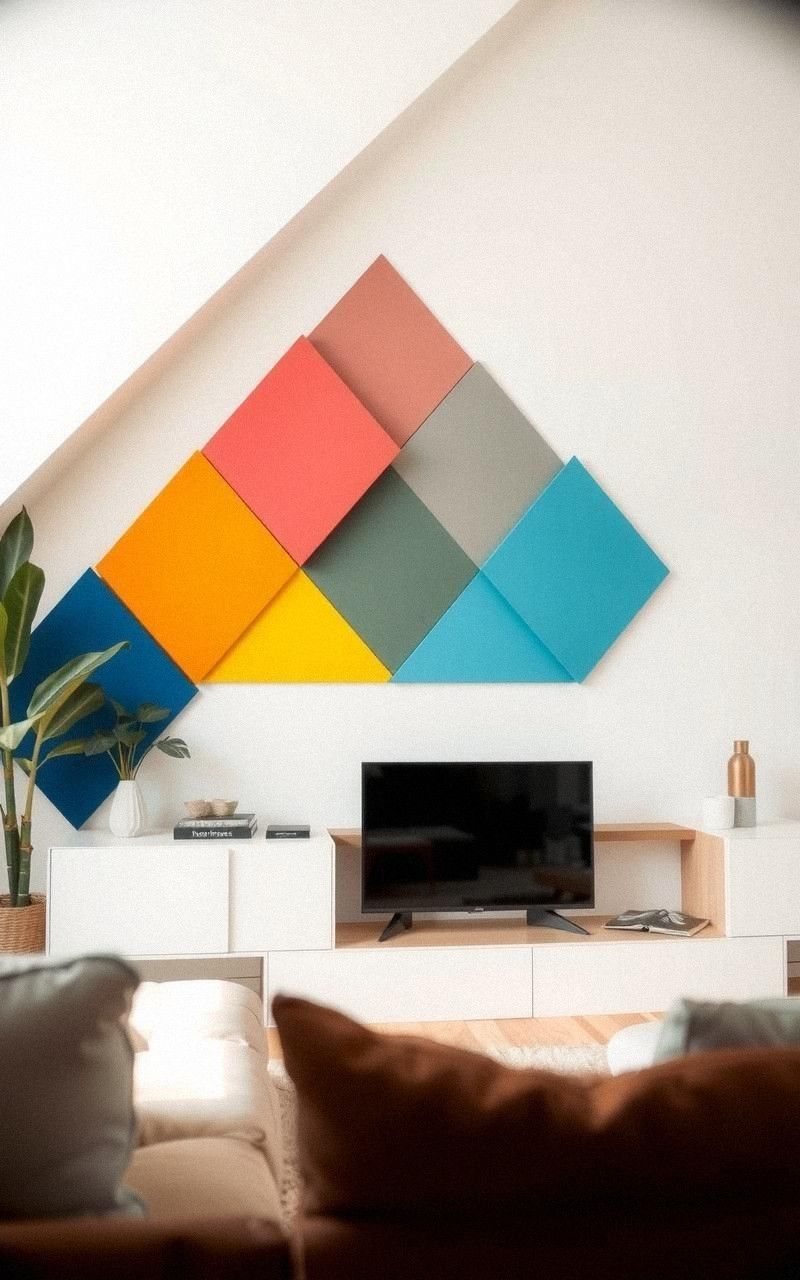 Minimalist Triangle Wall Art Using Painter’s Tape