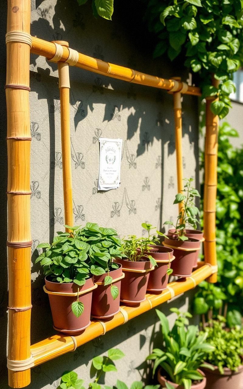 Bamboo Frame Vertical Herb Garden