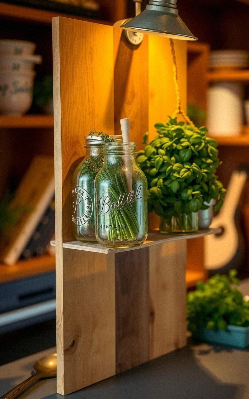 Hanging Mason Jar Herb Garden Wall