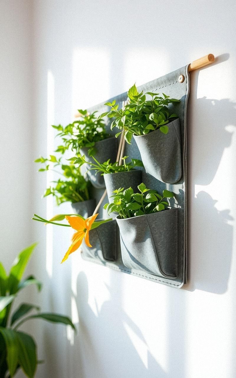 Pocketed Felt Wall Planters for Herbs