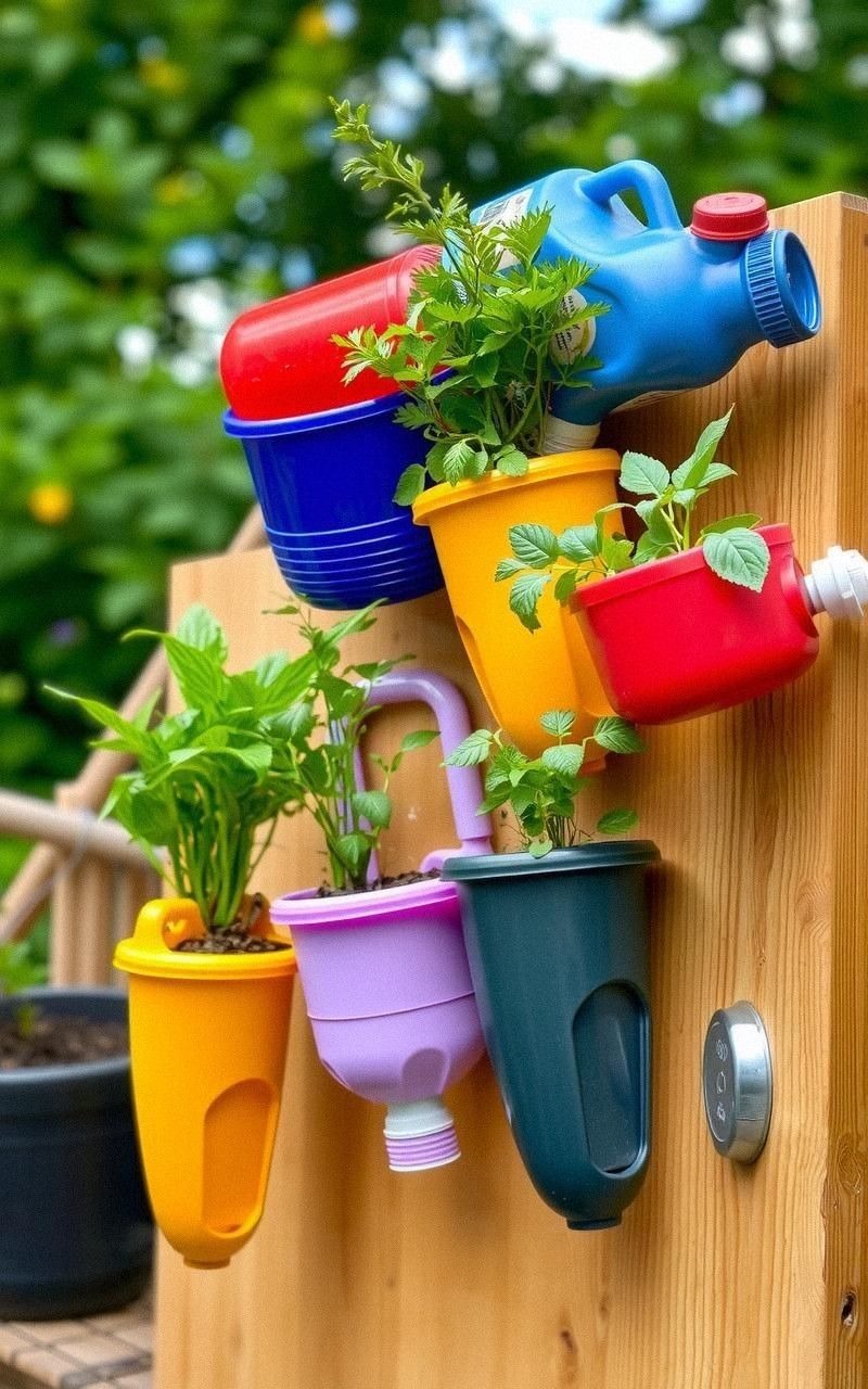 Recycled Plastic Bottle Vertical Herb Garden