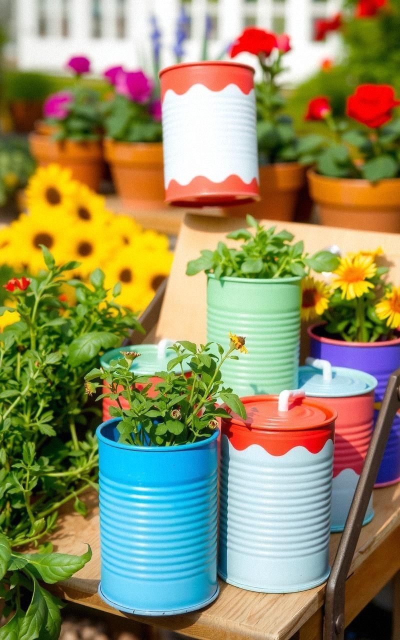 Recycled Tin Can Herb Wall Planters