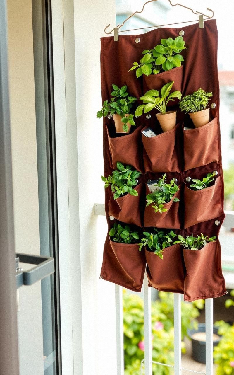 Repurposed Shoe Organizer Herb Wall