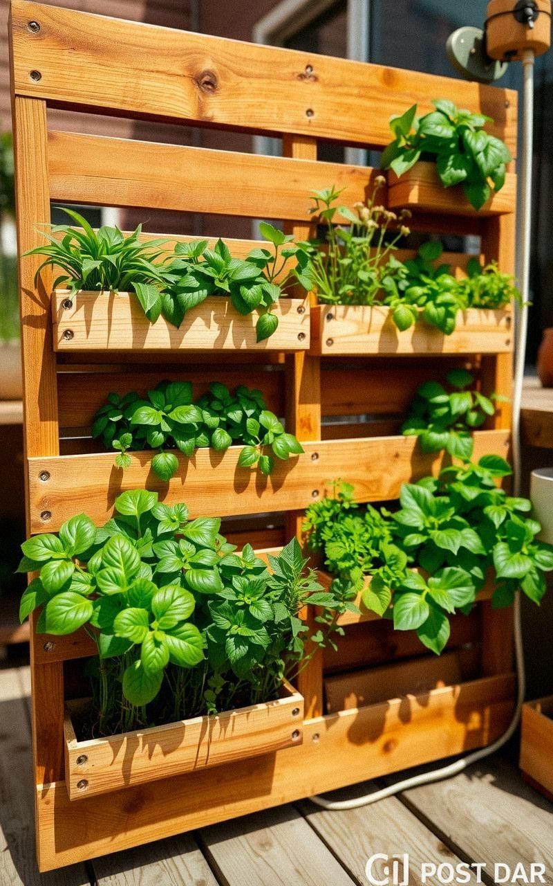 Rustic Pallet Herb Garden Wall