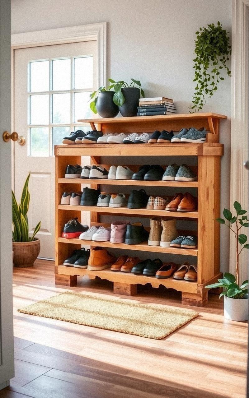 Functional Pallet Shoe Rack For Organized Entryways