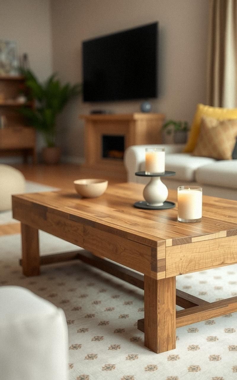 Farmhouse-Style Wooden Coffee Table