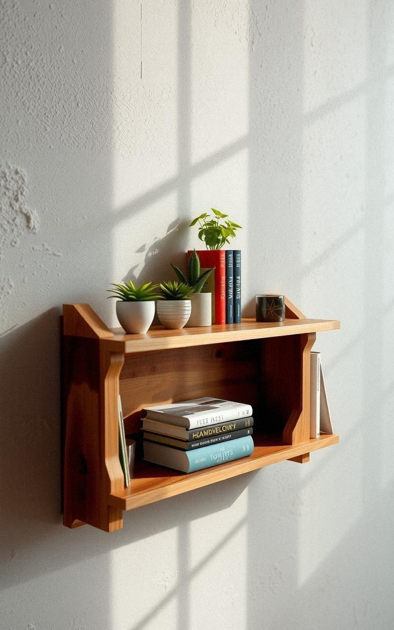 Handcrafted Rustic Wooden Wall Shelf