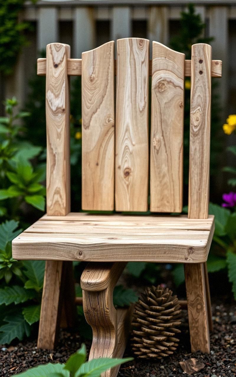 Rustic Wooden Bench With Backrest