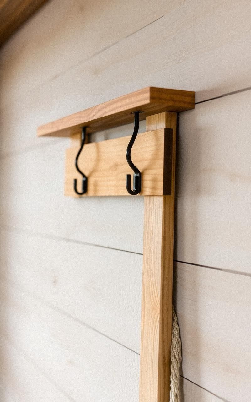 Rustic Wooden Coat Rack With Hooks