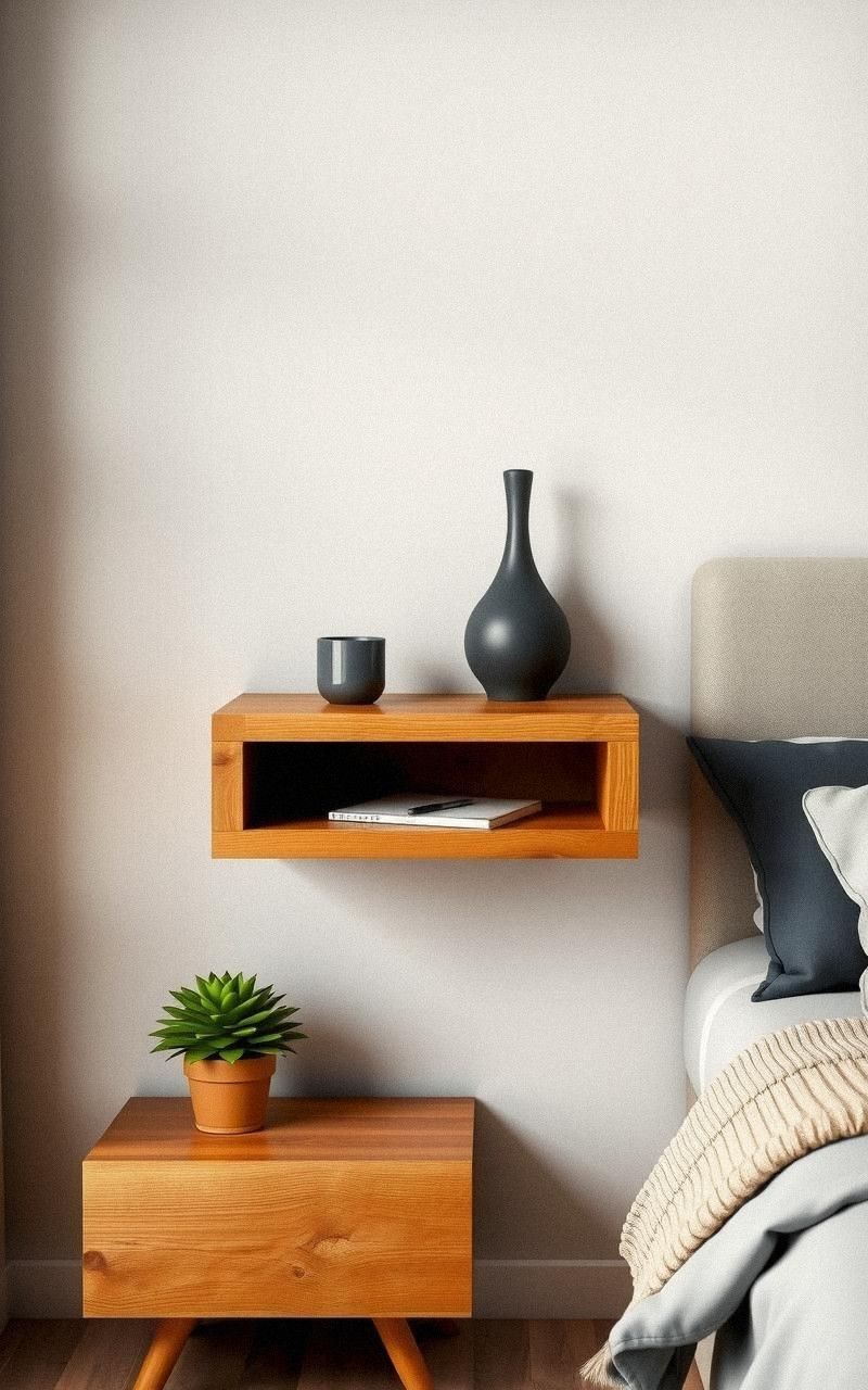 Rustic Wooden Floating Nightstand