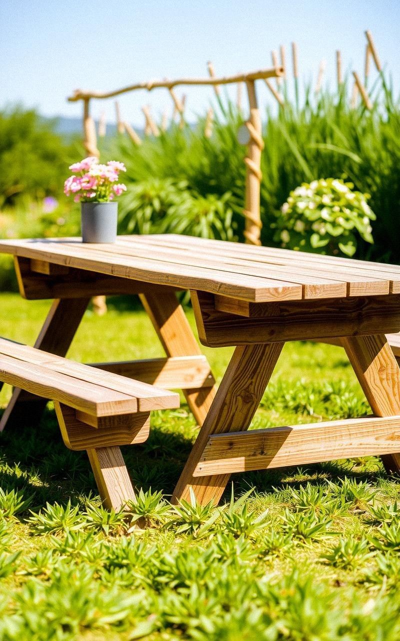Rustic Wooden Folding Picnic Table