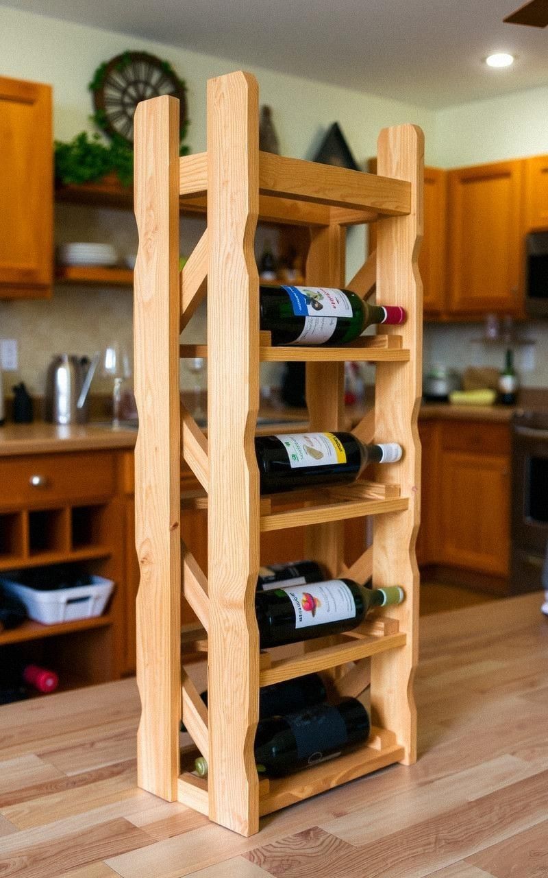Rustic Wooden Wine Rack Stand