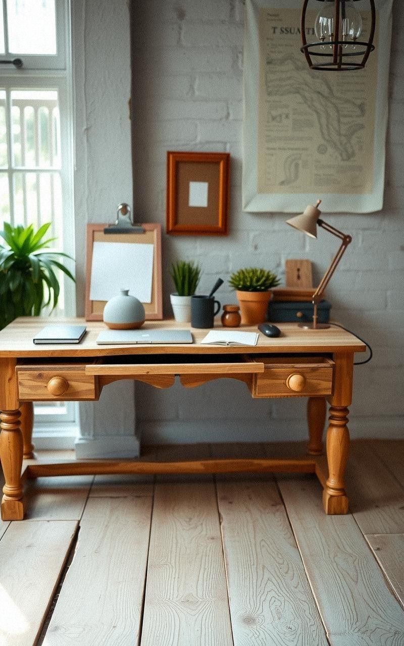 Vintage-Inspired Rustic Wooden Desk