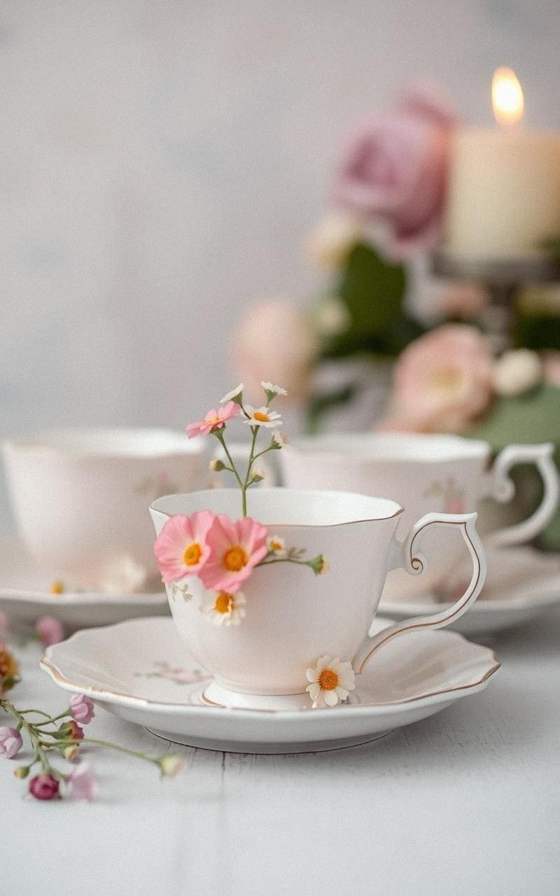 Chalk Painted Vintage Teacups