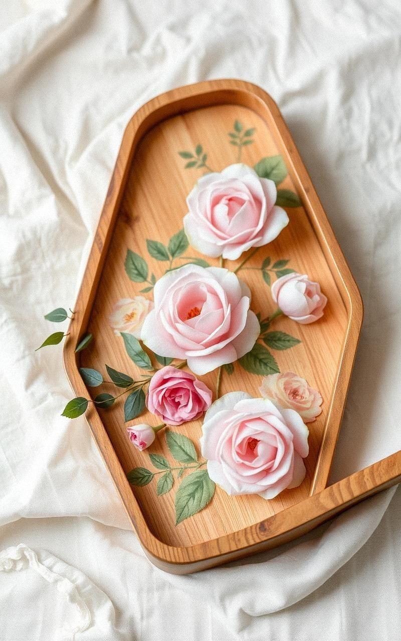 Floral Decoupage on Wooden Trays