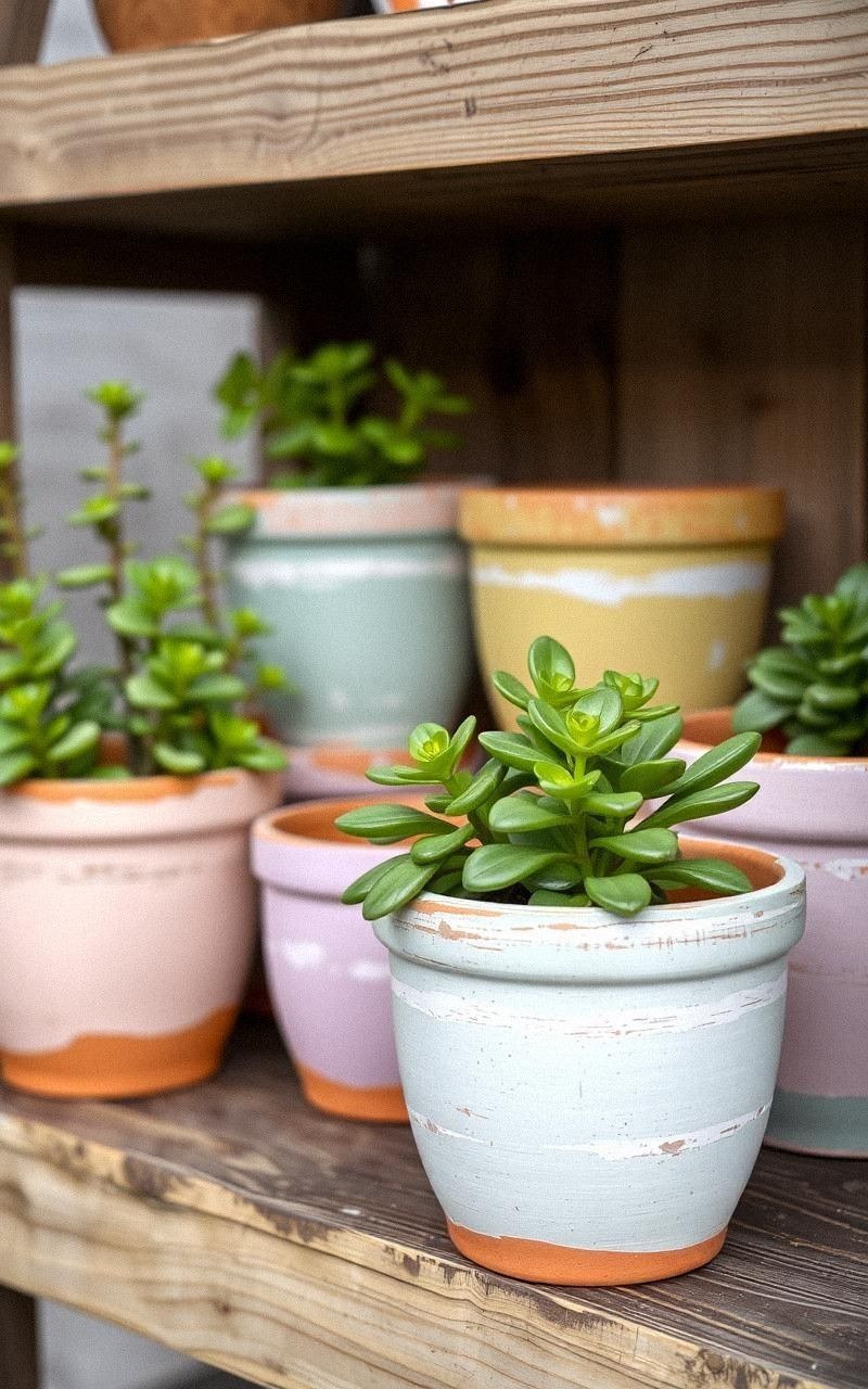 Soft Pastel Painted Terracotta Pots