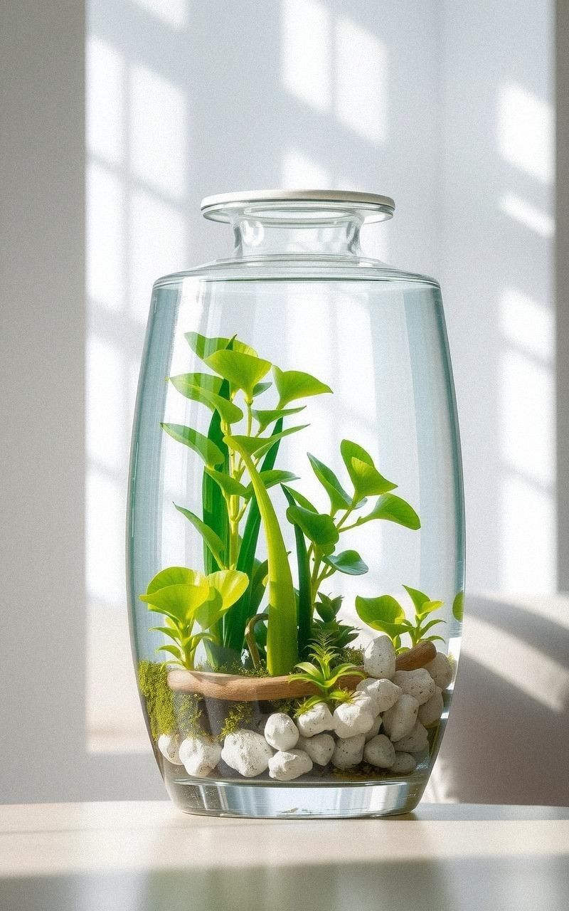 Aquatic Terrarium With Floating Plants