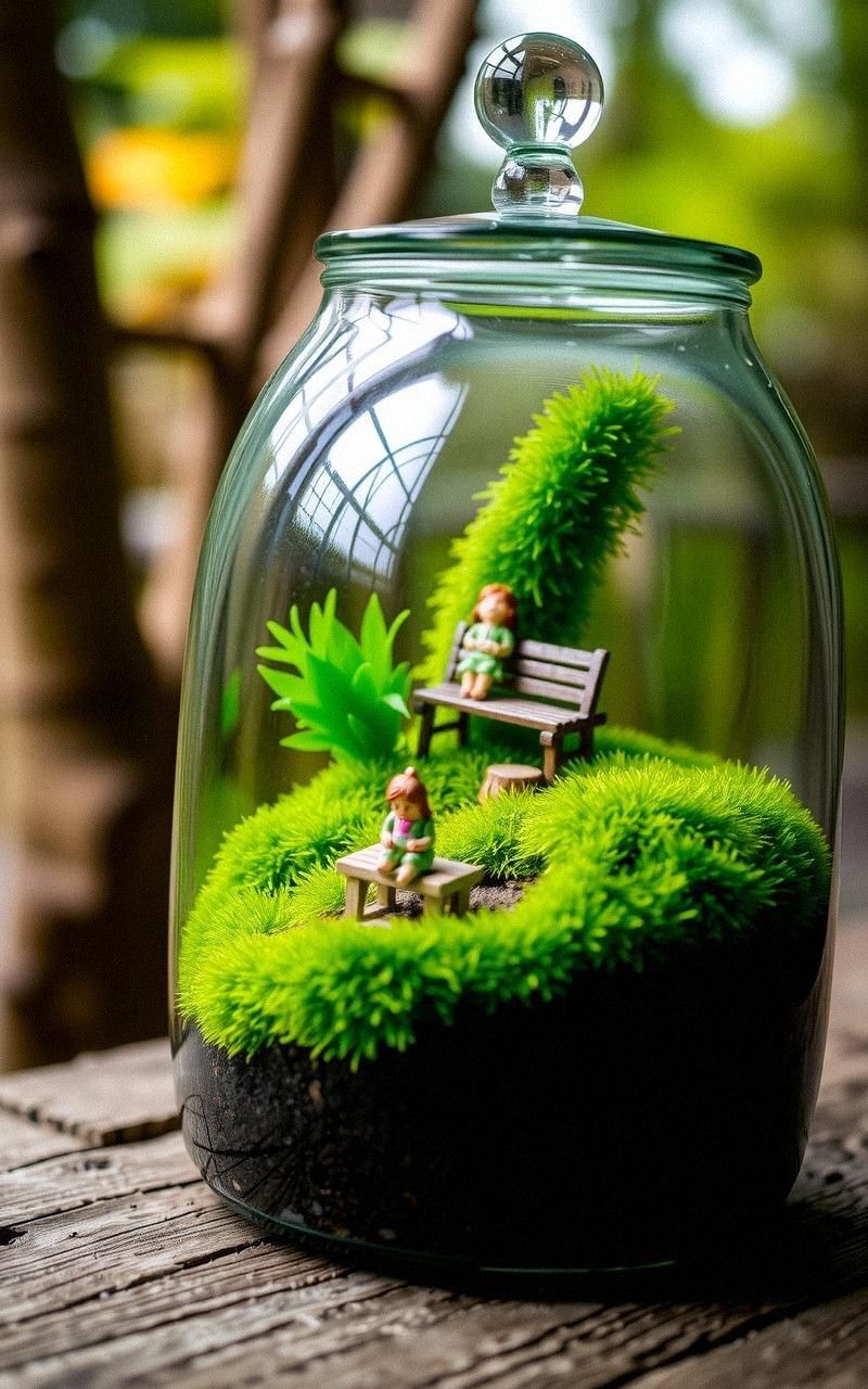 Miniature Fairy Garden Terrarium With Moss