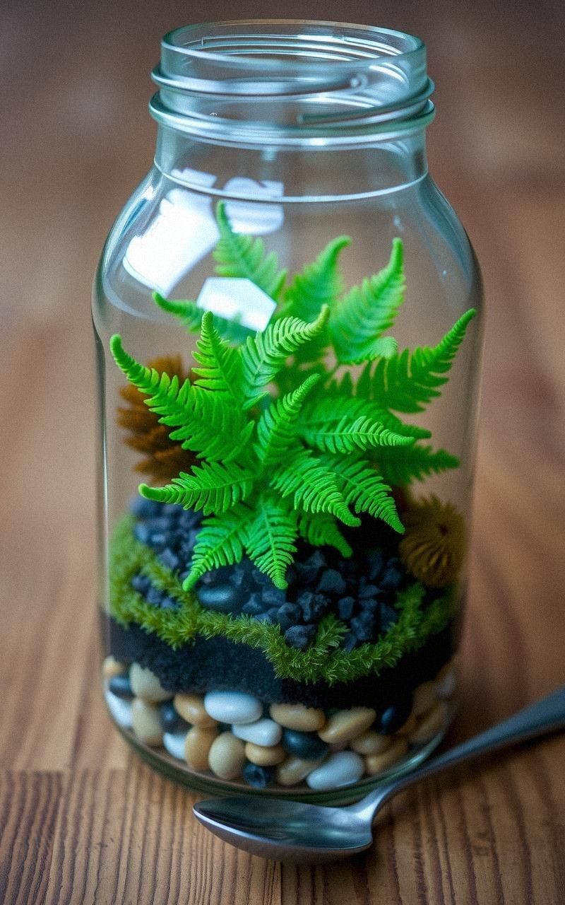 Rustic Mason Jar Terrarium With Ferns And Moss