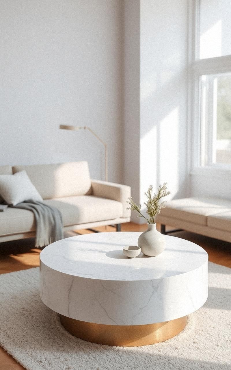 Classic White Marble Coffee Table Elegance