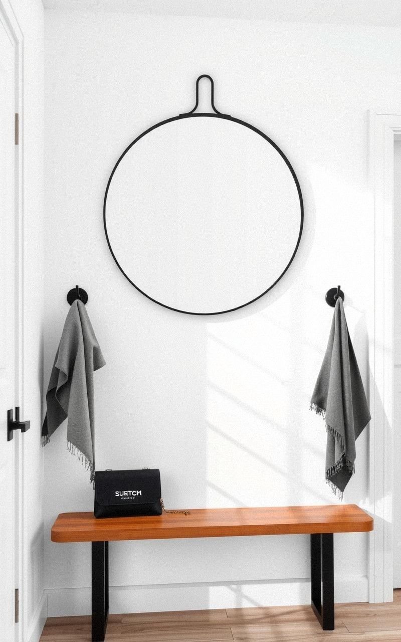 Create a Chic Entryway With a Round Mirror and Hooks