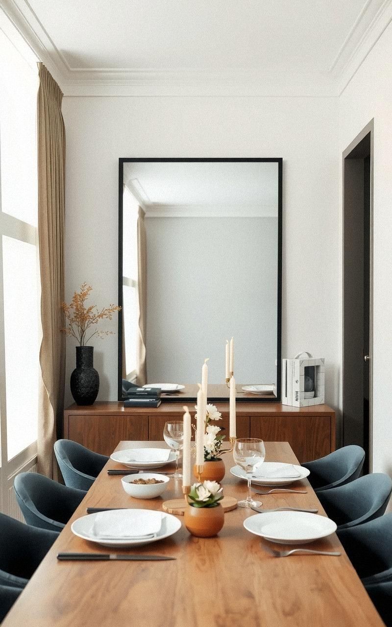 Hang a Mirror Horizontally to Widen Narrow Rooms