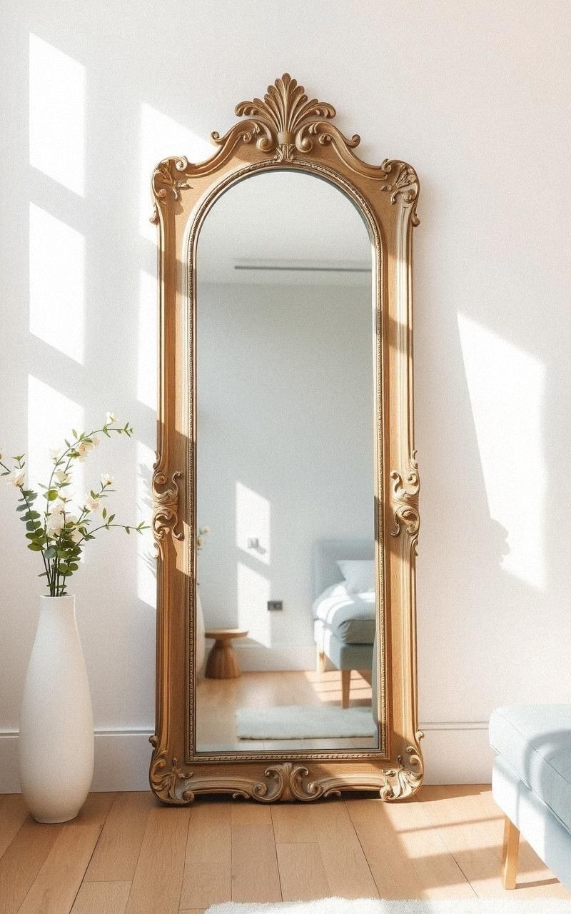 Place a Large Floor Mirror to Open Up the Room