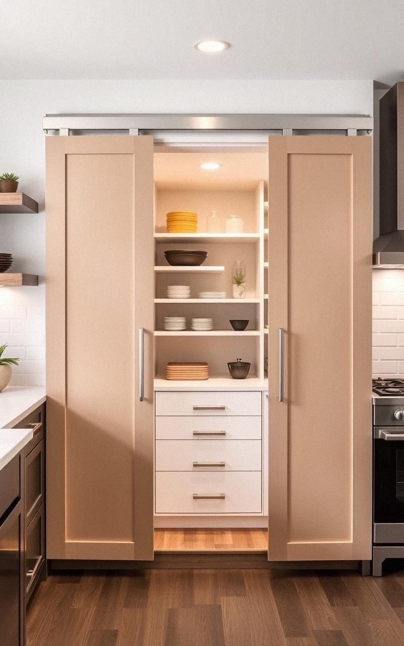 Incorporate Sliding Pantry Doors To Save Space