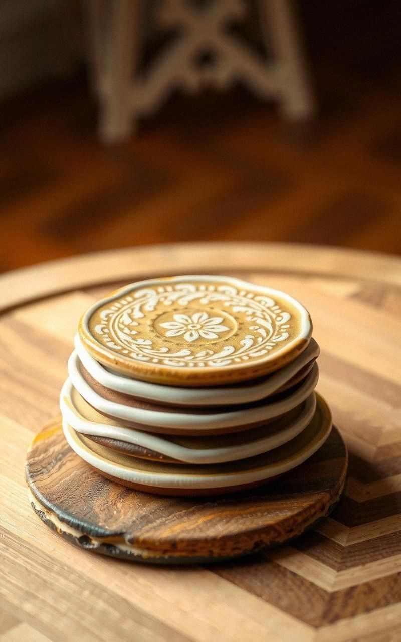 Ceramic Coasters With Intricate Pattern Etching